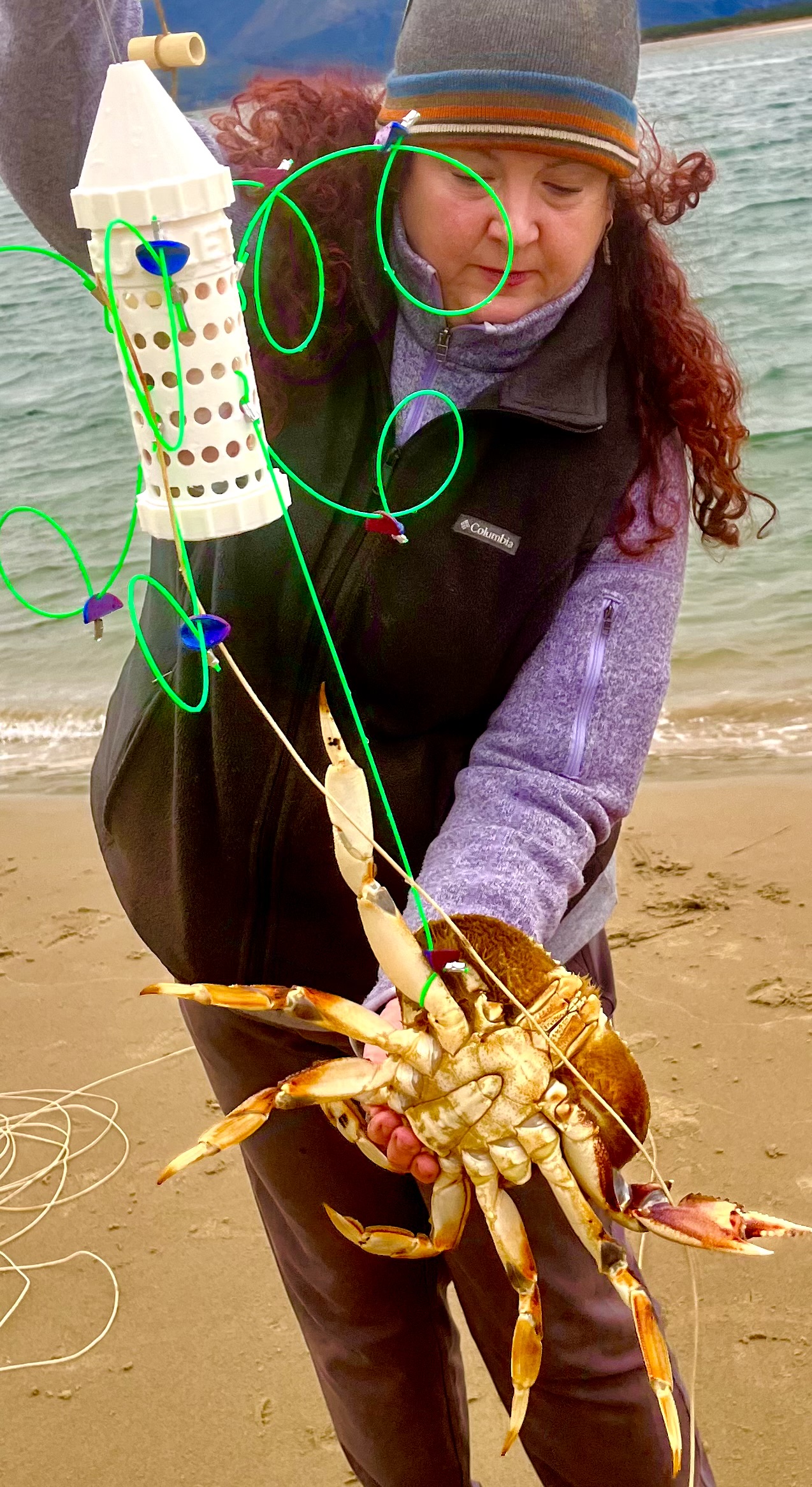 Bullet Snares for crabbing on a sandy beach